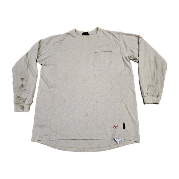 Ariat FR Shirt Utility Flame Resistant Long Sleeve Workwear Beige Men's Large - Picture 1 of 16